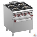 FOURNEAU 4 FEUX AVEC FOUR GAZ GN 2/1
