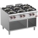 Fourneau 4 feux gaz sur placard ouvert 30Kw L80xp90 cm