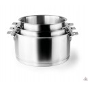 Ensemble 3 faitout av poign&eacute;e inox D16/18/20 cm