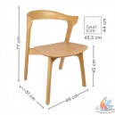 Chaise rotin et bois naturel 43x49x77 cm (2 pi&egrave;ces)