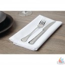 Serviettes 51x51 cm blanches/noir coton 10 pi&egrave;ces