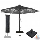 Parasol &agrave; led ronde &eacute;cru &Oslash;  300 X H2350 mm