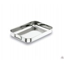 Plat inox avec poign&eacute;e rabattable L30 P22 H7.5 cm