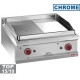 Plancha cuisson gaz chrome 1/2 lisse 1/2 rainurée 700x700