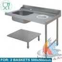 Table de pr&eacute;lavage vide-d&eacute;chets gauche   L1200x715xh850 mm